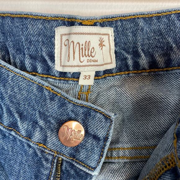 Mille Denim Brooke Mid Rise Slim Fit Jean Rigid Cotton Ankle Length Raw Hem 33 - Picture 11 of 14